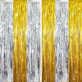 GOER 6.4 ft x 8.2 ft Metallic Tinsel Foil Fringe Curtains Party Backdrop Party by GOER