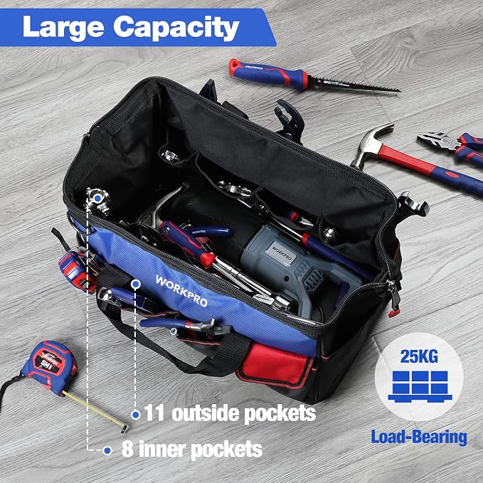 WORKPRO Tool Bag, 18 Inch Tool Bag - Image 5
