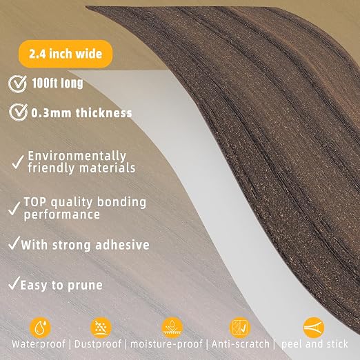 GSCIT Club Walnut Wallpaper, 2.4 inch X 100ft Self Adhesive Wood Grain Repair - Image 2