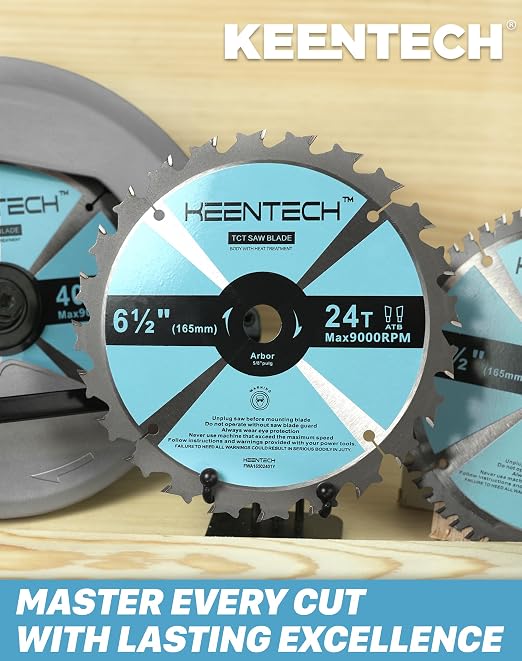 KEENTECH 6-1/2 Inch Woodworking Circular Saw Blade 18T 24T 40T 3-Pack, Tungsten - Image 7