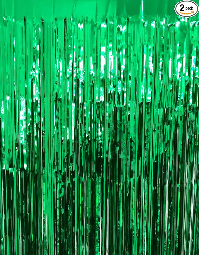 GOER 6.4 ft x 9.8 ft Metallic Tinsel Foil Fringe Curtains, Graduation, New Year by GOER