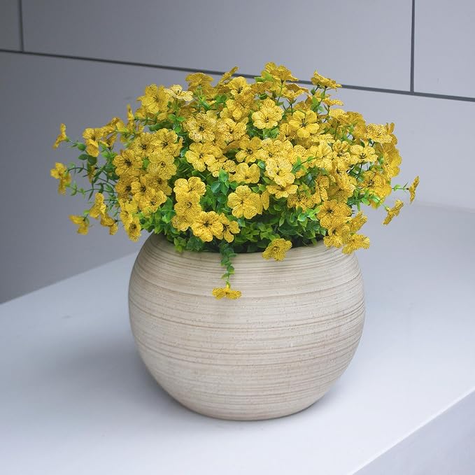 Yellow Artificial Outdoor Flowers 12 Bundles Fake Daisy Faux Mums Fall Plants - Image 6