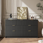 Black 7 Drawer Dresser for Bedroom, 55.9" Wide Modern Fluted Dresser - Image 5