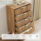 LYNSOM Fluted Dresser and Nightstand Sets 3 Piece, 5-Drawers Dresser and - Image 4