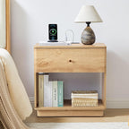 Narrow Nightstand Set of 2, Wooden Small 2 Drawer Nightstand, Slim Side End - Image 5