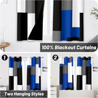 Blue Gray 100% Blackout Curtains 45 inch Length 2 Panels Set White Grey Modern - Image 2
