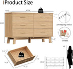 Dresser for Bedroom, 6 Drawer Wide Modern Chest of Drawers - Image 2