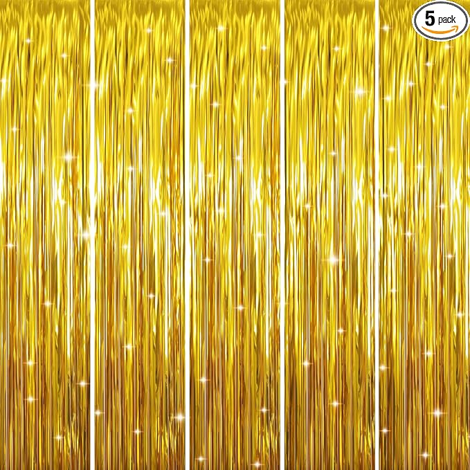 GOER 3.2 ft x 9.8 ft Metallic Tinsel Foil Fringe Curtains Party Photo Backdrop by GOER