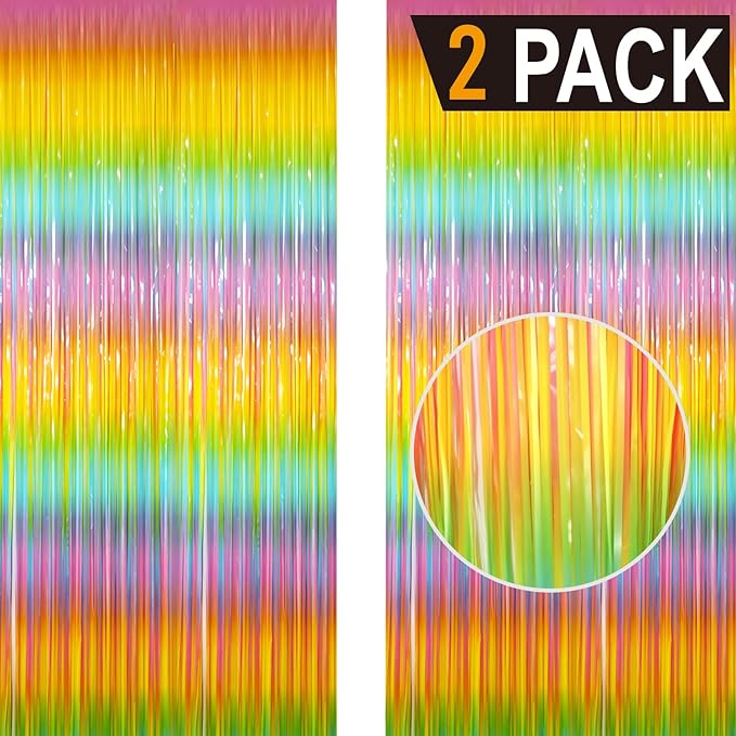 GOER 6.4 ft x 8.2 ft Metallic Tinsel Foil Fringe Curtains Party Photo Backdrop - Image 2