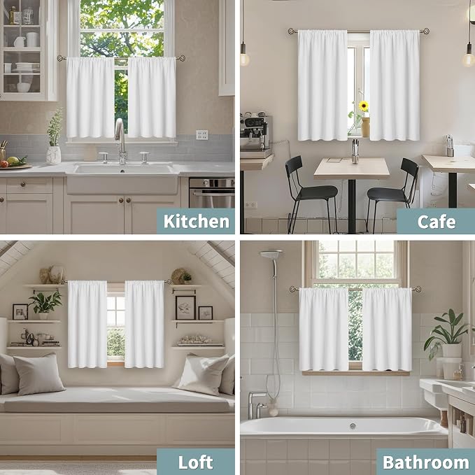 BGment White Short Blackout Curtains - Image 2