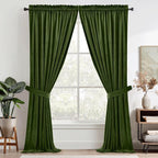 StangH Christmas Velvet Curtains Moss Green Heavy Thermal Insulated Drapes - Image 2