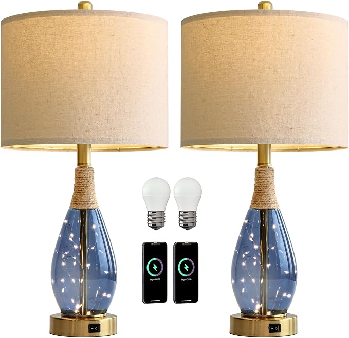 OYEARS 23" Table Lamps for Living Room Set of 2 Bedside Lamps for Night Stands - Image 9