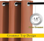 NICETOWN Burnt Orange Window Treatments 66 inch Length 2 Panels Set, Grommet - Image 2