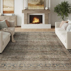 FMFUNCTEX 6x9 Washable Area Rug Brown Vintage Neutral Distressed Large Non Slip - Image 3