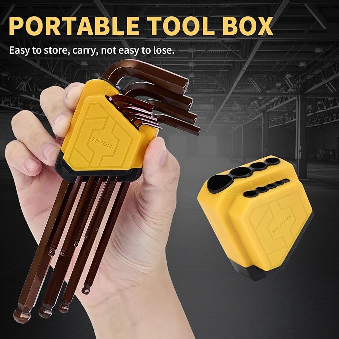 Metric Hex Key Ball End S2 Alloy Bronze – 9PCS Metric Allen Wrench Set - Image 6