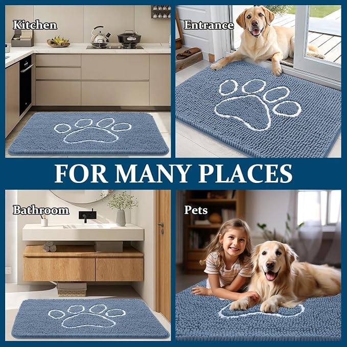 OLANLY Dog Door Mat for Muddy Paws 24x16, Paw Print Design, Absorbs Moisture - Image 7