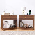 Narrow Nightstand Set of 2, Wooden Small 2 Drawer Nightstand, Slim Side End by FurSchFurniture