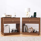 Narrow Nightstand Set of 2, Wooden Small 2 Drawer Nightstand, Slim Side End by FurSchFurniture