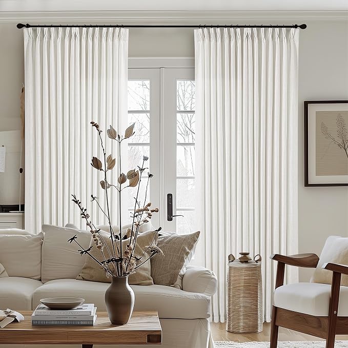 Beige White Pinch Pleated Extra Wide Curtain Panels 90 Inches Long 100 Wide - Image 8
