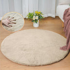 Camel Washable Shag Area Rugs for Living Room Small Plush Faux Bunny Shaggy Fur - Image 3