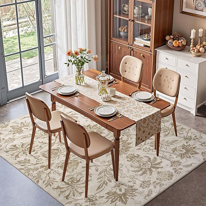 jinchan Torino Floral 5x7 Area Rugs, Vintage-Inspired Neutral Design Accent Rug - Image 3