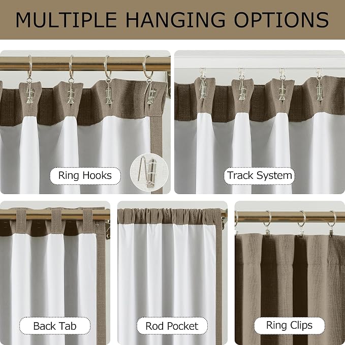 Vision Home Brown Linen Full Blackout Curtains - Image 3