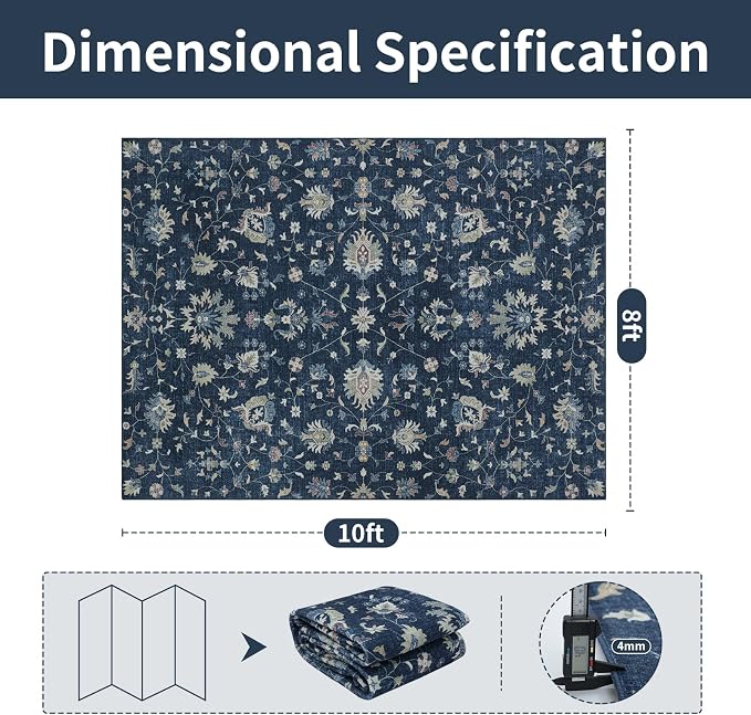 Washable Rugs 8x10 Area Rugs for Living Room, Dining Room- Soft Low Pile - Image 2