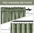 StangH 108 inches Length Sage Green Velvet Curtains, Rod Pocket Sunlight - Image 3