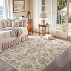 jinchan Torino Floral 5x7 Area Rugs, Vintage-Inspired Neutral Design Accent Rug - Image 2