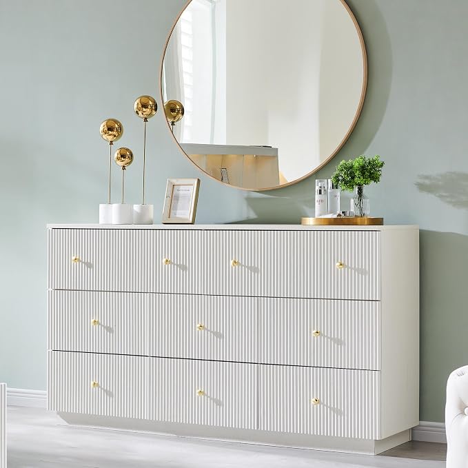 Fluted Dresser for Bedroom, Wood Tall Dresser Storage Organizer, Modern Bedroom by wow97EnrichYourLivingspace
