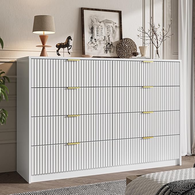 White Dresser for Bedroom, 8 Drawer Double Dresser, Modern Chest of Drawers for - Image 5