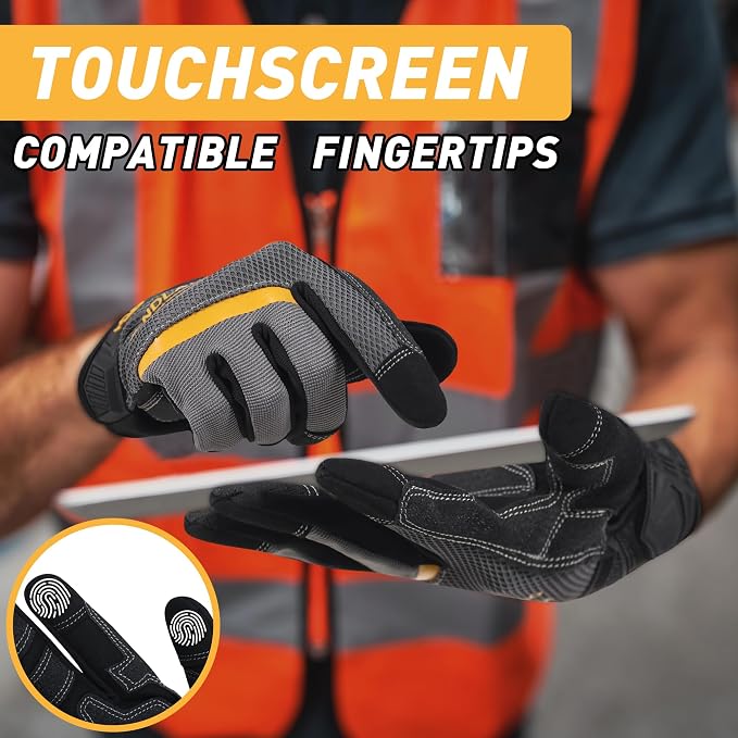 HANDLANDY Work Gloves for Men & Women, Utility Mechanic Working Gloves Touch - Image 4