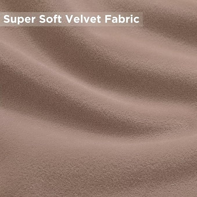 Joydeco Velvet Curtains Rose Beige Blackout Curtains Thermal Insulated 102 - Image 5