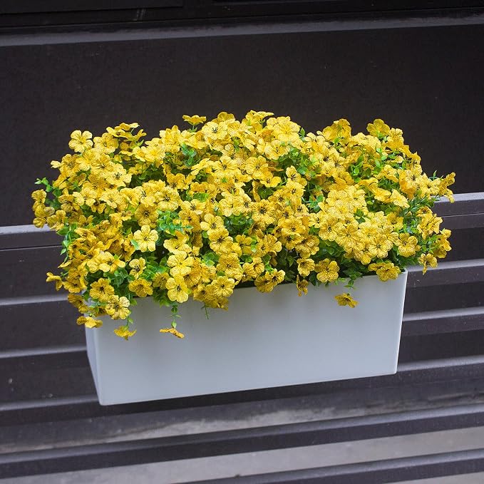 Yellow Artificial Outdoor Flowers 12 Bundles Fake Daisy Faux Mums Fall Plants - Image 5