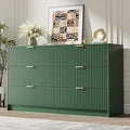 Green 6 Drawer Dresser for Bedroom, Fluted Wood TV Stand for Living Room by MAISONARIA