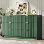 Green 6 Drawer Dresser for Bedroom, Fluted Wood TV Stand for Living Room by MAISONARIA