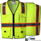 SKSAFETY 10 Pockets Professional Safety Vest, Class 2 High Visibility, - Image 3