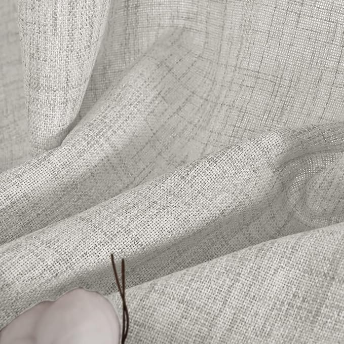 YoungsTex Light Grey Linen Curtains 68 Inch Length - Image 9