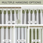 Vision Home Light Green Linen Full Blackout Curtains - Image 3