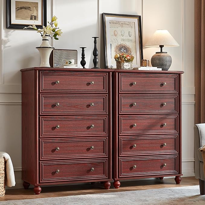 Farmhouse 5 Drawers Dresser for Bedroom, Wood 45" Tall Dressers Chest of Drawers - Image 5