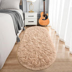 Noahas Fluffy Beige Rugs for Bedroom Living Room, 2.6'X5.3' Oval Throw Rug for - Image 8