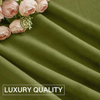 StangH Olive Green Velvet Curtains Light Blocking Bedroom Window Drapes Privacy - Image 8