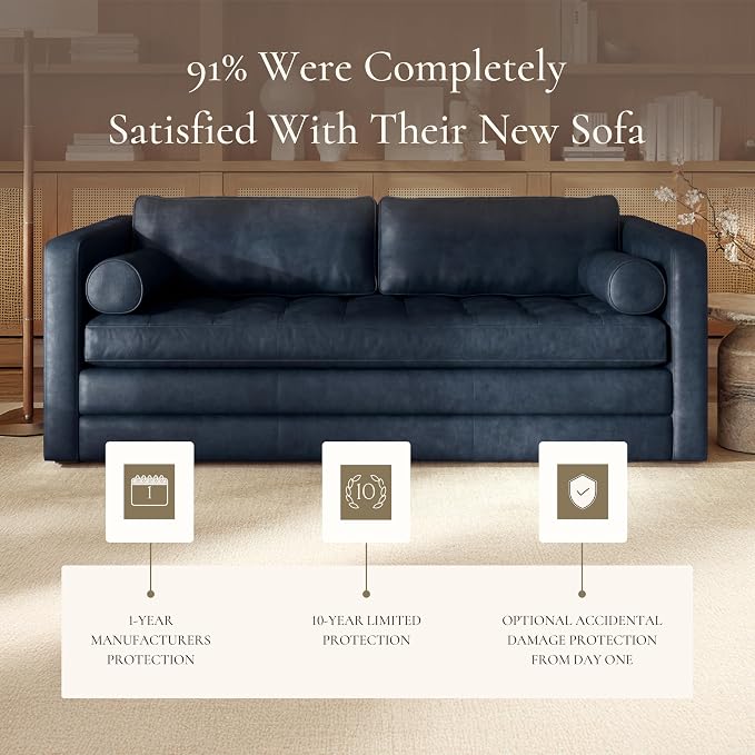Poly & Bark Napa 82" Leather Pull‑Out Sleeper Sofa – Full‑Grain Italian Leather - Image 7