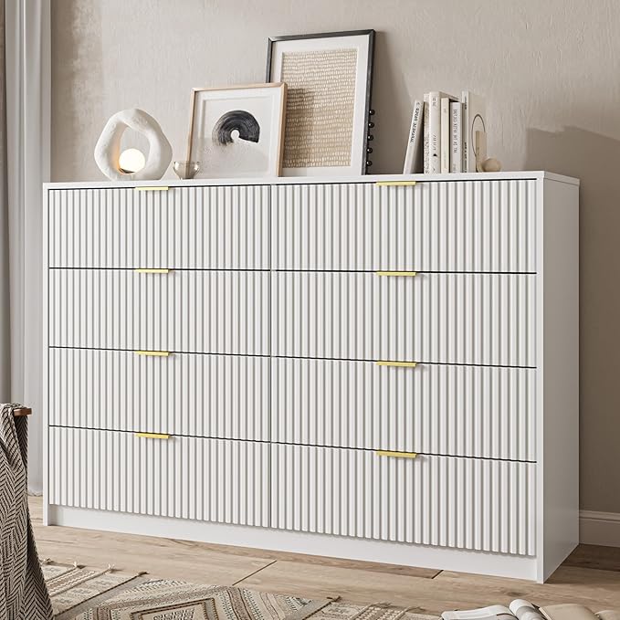 White Dresser for Bedroom, 8 Drawer Double Dresser, Modern Chest of Drawers for - Image 6