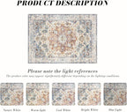 Area Rug 8×10, Large Vintage Boho Rug, Ultra-Soft Low Pile, Non Slip, Stain - Image 3