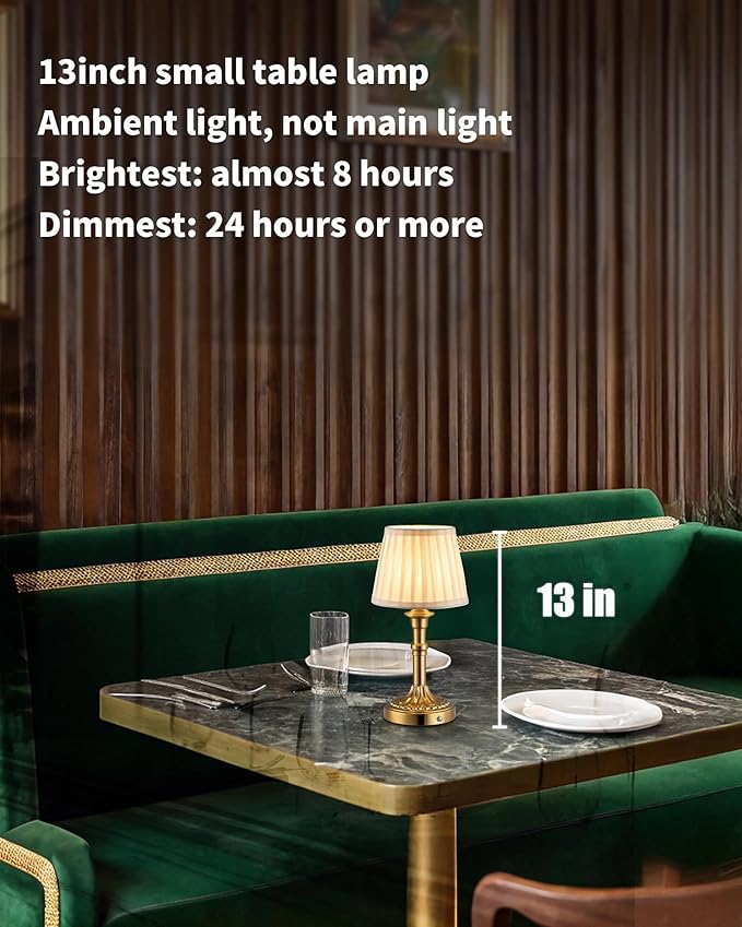 KDG Cordless Portables Table Lamp Set of 2, LED Fabric Shade Small Desk Lamps - Image 2