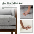 Grey Accent Chair for Bedroom & Living Room, Mid Century Modern Accent Arm Chair - Image 3
