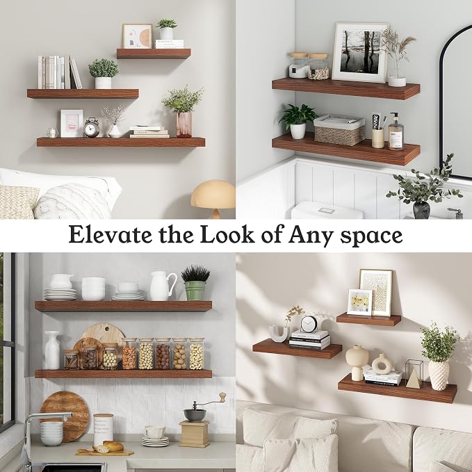 Floating Shelves for Wall, 9.3" Deep Wall Mounted Wood Shelves for Bathroom - Image 8