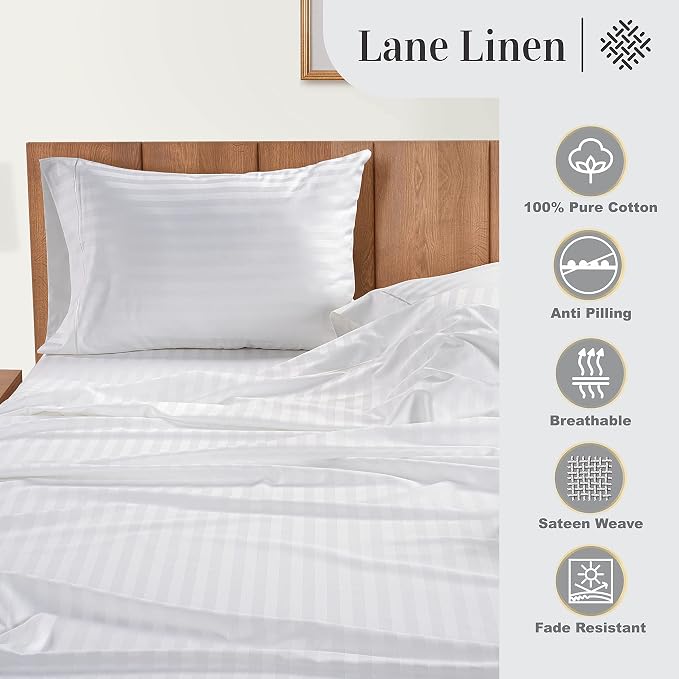 Lane Linen White Queen Sheet Set - Image 6
