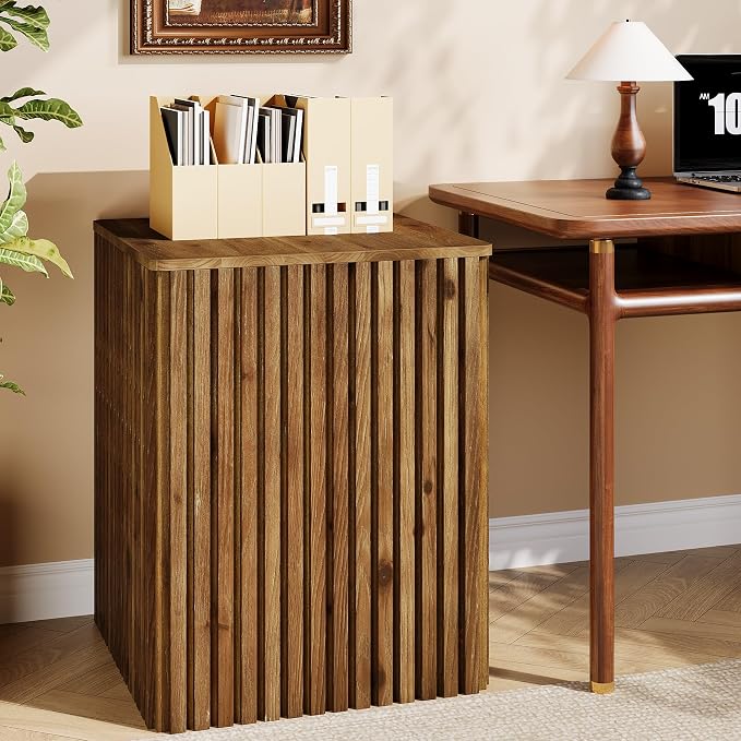 Solid Wood End Table Set of 2, Square Fluted Side Table - Image 7